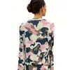 Women's T Shirts 2024 Spring Clothing Loose Round Neck Long Sleeve Camouflage Printed T-Shirt Top