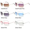 Eyewear Proteção UV Proteção UV sem aro vintage Rhinestone Butterfly Sunglasses Y2K para mulheres retangulares de sol dos óculos de sol