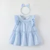 Enfants bébé filles robe été bleu vêtements tout-petits vêtements bébé enfants filles violet rose robe d'été