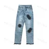 Jeans para hombre Jeans de diseñador Retro Heavy Ch Cross Apliques bordados Vaqueros de pierna recta de talle alto