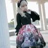 Dress Gothic Punk Vintage Sweet Lolita Dress Palace Lace Bowknot Printing Princess Victorian Kawaii Girl Goth Lolitas Jsk Loli Cosplay