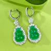 Dangle Earrings Vinregem Natural Green Jade Gemstone Drop For Women Vintage 925 Sterling Silver Fine Jewelry Anniversary Gifts