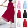 Scen Wear Ballet Dancing Kjol Elegant Long Chiffon Dance Soft Fairy Tutu Dress Costumes Bind