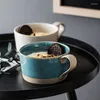 Lagringsflaskor retro japanska stoare två ton stil stor frukost havregryn kopp kaffe keramik mugganpassning