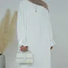 Etnische Kleding Effen Kleur Moslim Vrouwen Abaya Casual Lange Maxi Jurk Turkije Kaftan Dubai Gebed Islamitische Arabische Eid Jurk Femme Musulmane