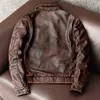 Spring And Autumn Genuine Leather Jacket Men Vintage Cowhide Coat Casual Men Flight Suit Clothing Size S-5XL 240301