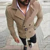 Men's Jackets Jacket Men Slim Fit Long Sleeve Suit Top Trench Coat Outwear Wool Hooded Autumn Winter Warm Button