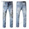 Jeans voor heren Denim nieuwste herenontwerper Jean Distressed Ripped Biker Slim Fit Motorcycle Bikers voor herenmode Mans zwarte broek 240305