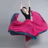 Gonna da ballo in chiffon di flamenco per le donne Gonne lunghe in tinta unita a 720 gradi Ballerino pratica stile cinese con orlo grande