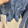 Kvinnors jackor jackor söta pärlor denim skörd plus storlek beskurna jean clagel 240305