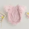 Born kız bebek kız tüyü püskül romper güzel pembe örgü kısa puflu kol tulumları toddler tatlı yaz bodysuits kıyafetleri