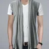 Herrjackor Cardigan Vest Ruched Breattable All Match Pure Color Draping Men Jacket For Daily Wear