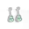 Dingle örhängen high end naturlig A-klass Jade Blue Water Gourd S925 Silver Inlaid Jadeite Fashionabla Women's Jewelry Drop