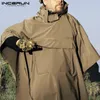 INCERUN hommes solide Trench séchage rapide à capuche lâche Ponchos poches décontracté extérieur manteau hommes manteaux irréguliers pas imperméables S-5XL 240319