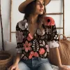 Skjorta Autumn Fashion Trend Loose Casual Shirt Clothing Beach Vacation Style Shirt Topps Flower 3D Printed Shirt LongSleeved Blus