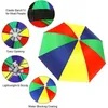 Portable Rainbow Sun Rain Umbrella Hat Foldable Outdoor Sunshade Waterproof Camping Fishing Golf Gardening Headwear Cap Beach Head Hats Hands Free Umbrellas HW199
