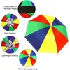 Portable Rainbow Sun Rain Umbrella Hat Foldable Outdoor Sunshade Waterproof Camping Fishing Golf Gardening Headwear Cap Beach Head Hats Hands Free Umbrellas W0199