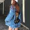 Women's Jackets Jackets Bear Pattern Diamonds Denim Coats And Style Loose Oversize Jean Jacket Street 240305