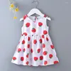 Robes de fille bébé filles robe d'été sans manches imprimé mignon enfants coton enfants fête robe d'été vêtements enfant en bas âge vêtements de mode