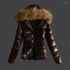 Women's Trench Coats Winter Fashion Casual Slim Cotton Jacket Faux Fur Collar And With Hooded Warm Coat Zipper