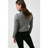 Chaqueta de cuero gris para mujer |Tendencias de moda casual y de fiesta