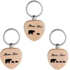 Nyckelringar härlig snidad mamma söta björn bebisar nyckelring trä Keyring Heart Key Chain Ring Gift Mamma Family Mothers Children