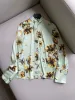 T-shirt Jil* San* German Fashion Designer Brand Autumn Women Blus Shirt Topps Scarf Collar Long Sleeve Elegant Floral Printing Classic