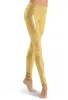 Capris LZCMsosft Vita media da donna Spandex Lucido metallizzato oro Leggings da ballo Performance sul palco Costume Pantaloni Pantaloni skinny a matita