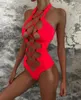 Hollow Out Swimwear Women High Neck Solid Black Cut Backless Monokini Bandage Bathing Suit Holiday Swimsuit 240219