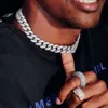 Trendiga Chunky Sterling Silver Choker -halsband i Sparkle Moissanite Cuban Chain Jewelry Set för Hip Hop Man