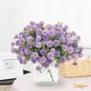 Dekorativa blommor konstgjorda nejlikor 20 huvuden silk hortensia bukett liten lila bröllop dekoration bord mittpieces