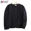Pfhq outono na moda japonês vintage sem gola jaqueta moda masculina simples casaco de algodão fino roupas de alta qualidade 21q1971 240228