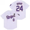 8 24 Bryant baseball koszulka biała szare czarne fioletowe koszulki baseballowe