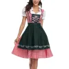 Lady Dirndl Oktoberfest kostuum Beierse nationale roze geruite clubwear cosplay carnaval Halloween fancy feestjurk