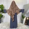 Hijab Khimar 4 층 Ramdan eid기도 의류 평범한 무슬림 긴 머리카로 여성 이슬람 사우디 터키 Niqab djellaba 240301을위한 hijabs