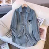 Women's Jackets designer Jackets embroidered denim shirt coat spring and summer fashion wash thin shirt 240305