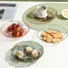 Тарелки Десертная тарелка Современный прозрачный фруктовый набор для сервировки десертов Штабелируемая тарелка для салата с золотым краем