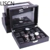 High Carbon Fiber 5 6 10 12 Grid Watch Boxes Display Storage Bracelet Slots Case holder Container1253i