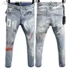 Jeans da uomo jeans denim da uomo blu pantaloni strappati neri migliore versione skinny rotto jeans stile moto rock italiano 240305