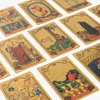 Hediye Kutusu Seti Deluxe Gold Folyo Tarot Markası 12 * 7cm Damgalama PVC Su geçirmez ve aşınmaya dayanıklı tahta oyun kartı 240223