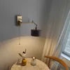 Vägglampa iwhd dragkedja switch led väggljusarmaturer sconce vänster höger rotera upp och ner sovrum bredvid lampa trä modern wandlamd