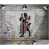 Drapeaux de bannière Drapeau maçonnique chevalier templier polyester 144 96 cm accrocher au mur 4 œillets décoration intérieure personnalisée 2666199 livraison directe Dhnme