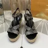 Fashion-Platform Wedge Series Sandaler Straw Hemp Rope Fashion Women's Shoes Elements Leather Sandals