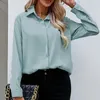 Chemisiers pour femmes série de chemises couleur unie décontracté coupe ample à manches longues Anti-éblouissement col en v bouton foncé en mousseline de soie