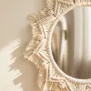 Boho Rame ronde decoratieve spiegels esthetisch decor hangende muurspiegel voor slaapkamer woonkamer huisdecoratie