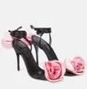 Elegant Women Sandals Shoes Satin Double Flower Heeled Wraparound Straps Lady Party Wedding Gladiator Sandalias EU35-41