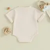 Rompers Born Baby Boy Girl Basic Short Sleeve Romper Solid Color Cotton Bodysuit Unisex Infant Summer Clothes