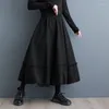 Skirts European American Style Pachwork High Wiast Chic Lady Autumn Bud Pleated Ruffle Fashion Women Spring Casual Long