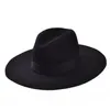 Hela mode vintage Lady Girls Wide Brim Wool Felt Fedora Hat Black Floppy Cloche Cowboy Hatt för män och kvinnor Shippin222f