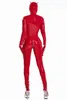 Latex Catsuit Femmes Wet Look Brillant PU Faux Cuir Combinaisons Costume À Manches Longues Zip Ouvert Entrejambe Body Clubwear Plus Taille S5XL 240301